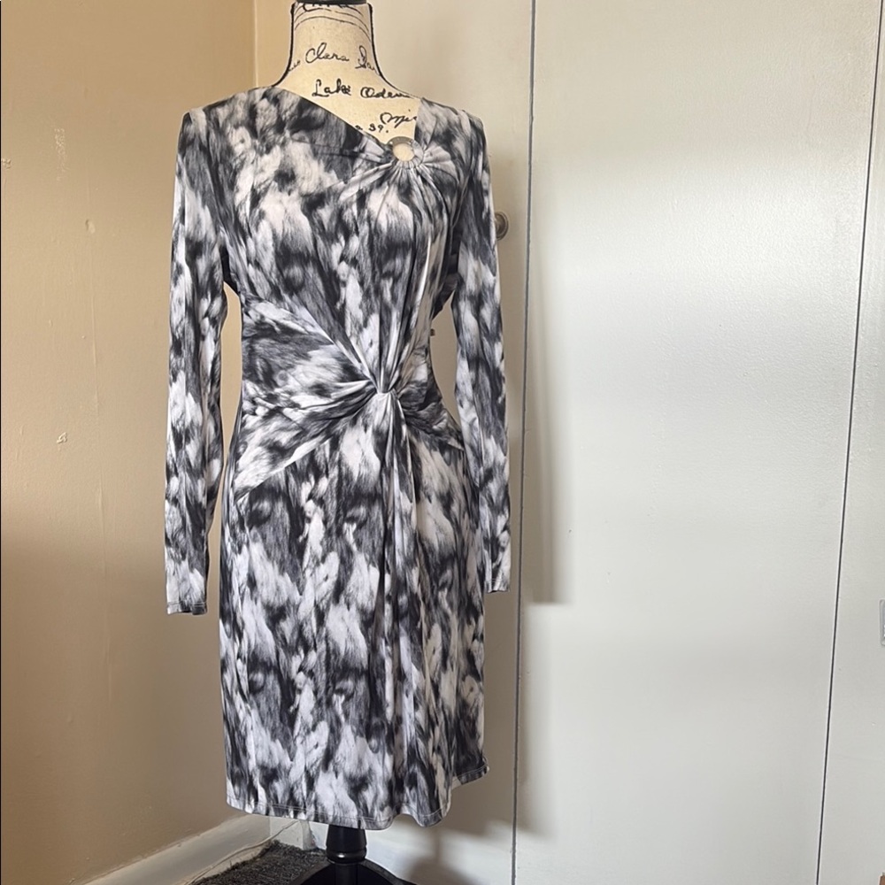 MICHAEL Michael Kors Black and White Asymmetrical Sheath Dress